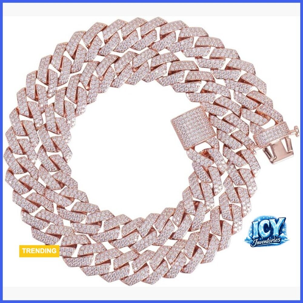 18K Gold Plated CZ Cuban Link Chain Necklace or Bracelet with Gift Box
